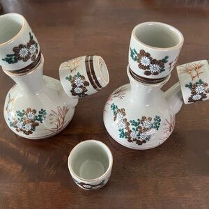 Elegant Floral Chinese Ceramic Sake Set
